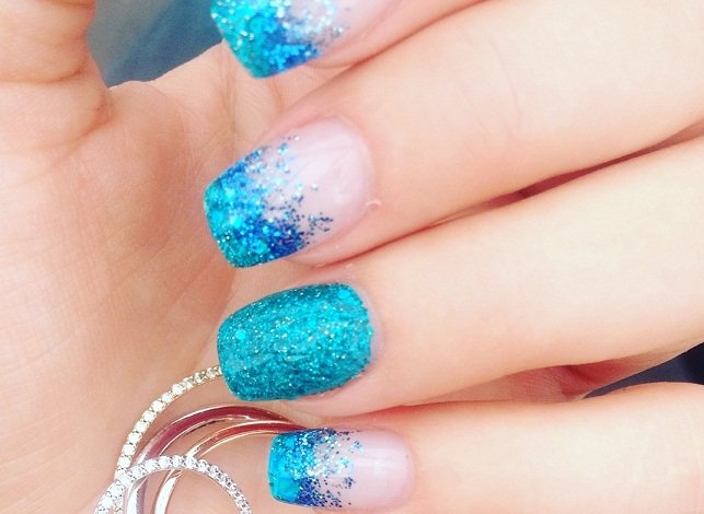light blue acrylic nail design