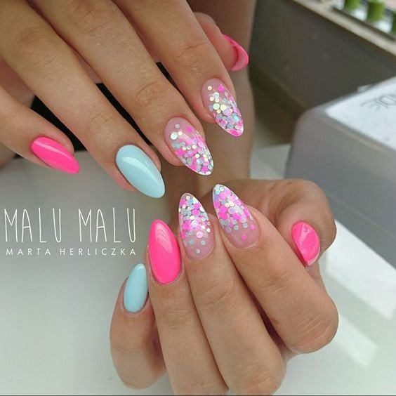 acrylic nails designs hot pink