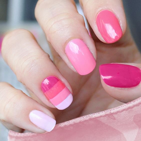 different color pink nails