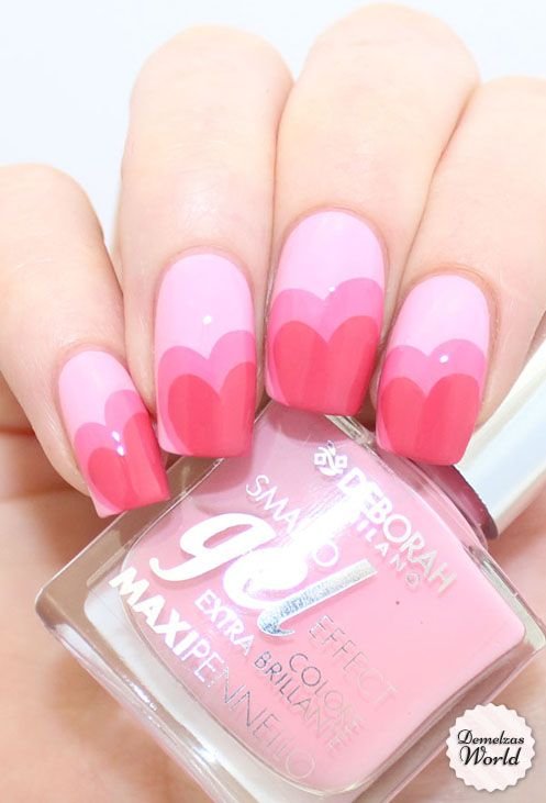 Hearts On A Square Shaped Acrylic Nail