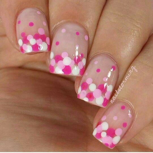 Polka Dot French Tip On An Acrylic Nail