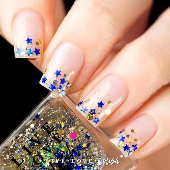 The Starry Blue Clear Acrylic Nail