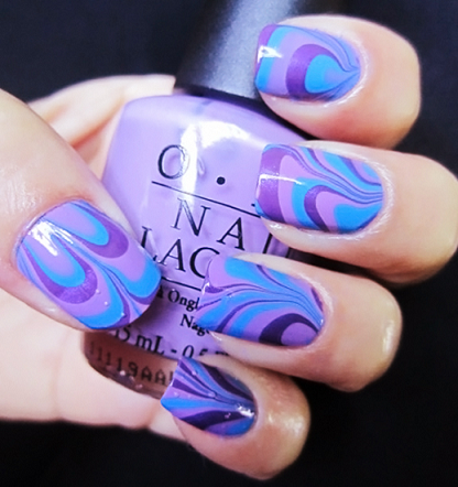 The Water Marble Blue Acrylic Nail